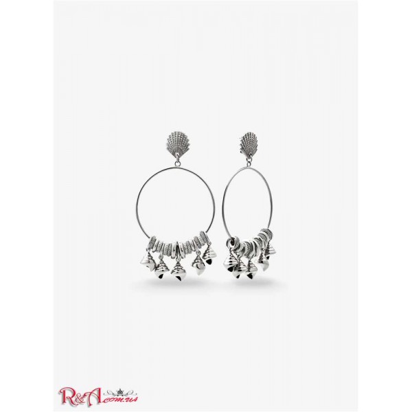Женские Сережки MICHAEL KORS (Silver-Tone Shell Hoop Earrings) 64976-05 серебро