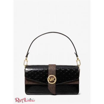 Женская Сумка на Плечо (Greenwich Medium Logo Embossed Patent Leather Shoulder Bag) 65506-05 черный