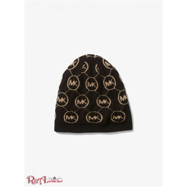 Женская Шапочка MICHAEL KORS (Reversible Metallic Logo Jacquard Beanie Hat) 65166-05 Черный