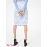 Женская Юбка MICHAEL KORS (Gingham Cotton Slit-Front Pencil Skirt) 61677-05 Небесный/Оптический Белый