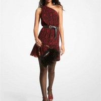 Жіноча Сукня (Snake Print Georgette One-Shoulder Dress) 64997-05 crimson
