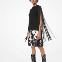 Жіночий Светр (Ribbed Viscose Fringed Sweater) 61147-05 чорний