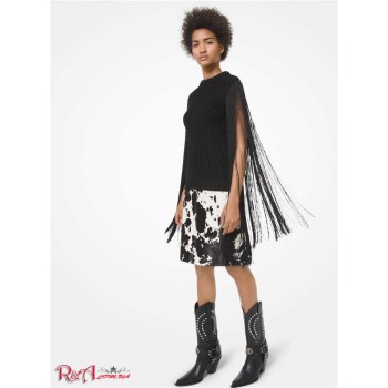 Жіночий Светр (Ribbed Viscose Fringed Sweater) 61147-05 чорний