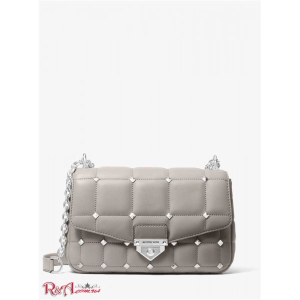 Женская Сумка на Плечо MICHAEL KORS (SoHo Large Studded Quilted Leather Shoulder Bag) 65477-05 Жемчужный Серый