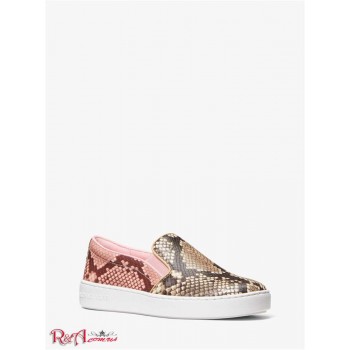 Женские Сникерсы (Keaton Studded Two-Tone Python Embossed Leather Slip-On Sneaker) 61267-05 Женмчужный Розовый