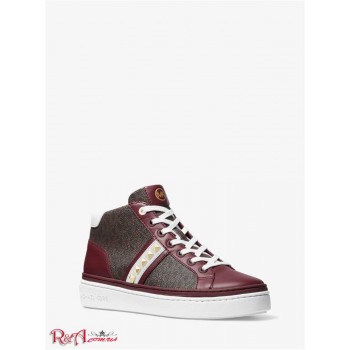 Женские Сникерсы (Chapman Studded Leather and Logo High-Top Sneaker) 65237-05 темная ягода