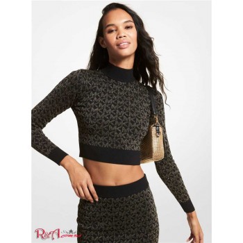 Женский Топ (Metallic Logo Jacquard Cropped Top) 65007-05 черный/золото