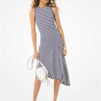 Женское Платье (Striped Matte-Jersey Asymmetric Dress) 60787-05 Истинный Военно-Морской Флот
