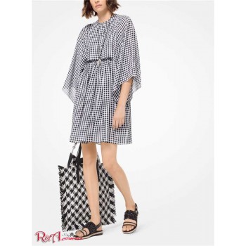 Женское Платье (Gingham Flutter-Sleeve Dress) 61257-05 Черный/Белый