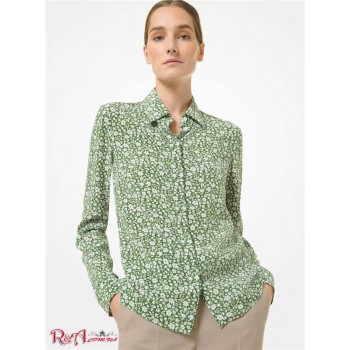 Женская Блузка (Floral Silk Crepe De Chine Blouse) 65468-05 газон/белый