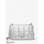 Женская Сумка на Плечо MICHAEL KORS (SoHo Large Quilted Metallic Snake Embossed Leather Shoulder Bag) 65478-05 серебро