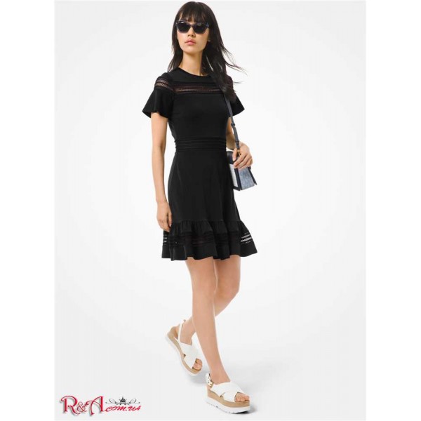 Женское Платье MICHAEL KORS (Crepe Jersey and Mesh Ruffled Dress) 61018-05 черный