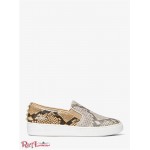 Жіночі Снікерси MICHAEL KORS (Keaton Studded Two-Tone Python Embossed Leather Slip-On Sneaker) 61268-05 Camel