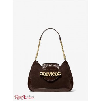 Женская Сумка на Плечо (Hally Small Suede and Crocodile Embossed Shoulder Bag) 61638-05 Chocolate