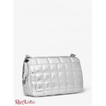 Женская Сумка на Плечо MICHAEL KORS (SoHo Large Quilted Metallic Snake Embossed Leather Shoulder Bag) 65478-05 серебро