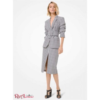 Женская Юбка (Gingham Cotton Slit-Front Pencil Skirt) 61678-05 Черный/Белый