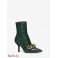 Жіночі Черевики (Scarlett Embellished Crocodile Embossed Leather Boot) 65638-05 Мох