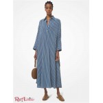 Женский Кафтан MICHAEL KORS (Striped Silk Crepe de Chine Caftan) 65258-05 море