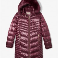 Жіночий Пуховик (Faux Fur Quilted Puffer Coat) 61128-05 Темний Ruby