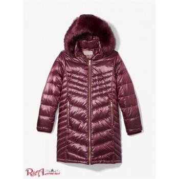Женский Пуховик (Faux Fur Quilted Puffer Coat) 61128-05 Темный Ruby
