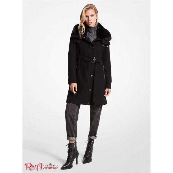 Жіноче Пальто MICHAEL KORS (Faux Fur-Trimmed Wool Blend Coat) 61118-05 Чорний