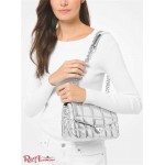 Женская Сумка на Плечо MICHAEL KORS (SoHo Large Quilted Metallic Snake Embossed Leather Shoulder Bag) 65478-05 серебро