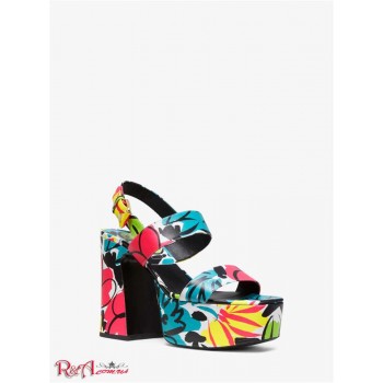 Женские Сандалии (Blaire Floral Leather Platform Sandal) 49178-05 Черный