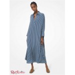 Женский Кафтан MICHAEL KORS (Striped Silk Crepe de Chine Caftan) 65258-05 море