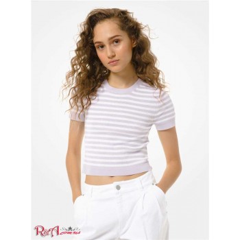 Жіночий Светр (Striped Ribbed Viscose Short-Sleeve Sweater) 60829-05 Lavender Mist