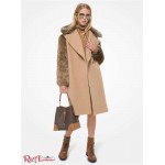 Жіноче Пальто MICHAEL KORS (Faux Fur Trim Felted Wool Cocoon Coat) 65069-05 темний верблюд