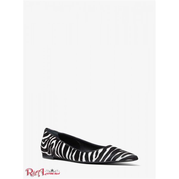 Женский Бралетт MICHAEL KORS (Agnes Zebra Print Calf Hair Flat) 65199-05 ivory/black