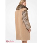 Жіноче Пальто MICHAEL KORS (Faux Fur Trim Felted Wool Cocoon Coat) 65069-05 темний верблюд