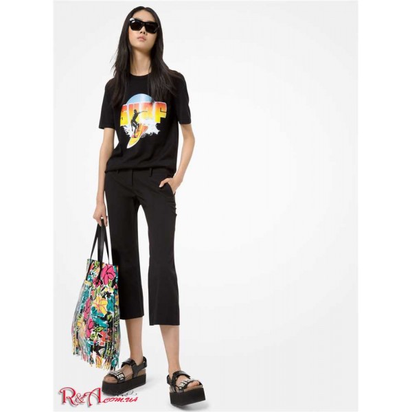 Жіночі Штани MICHAEL KORS (Stretch-Cotton Cropped Trousers) 65569-05 Чорний