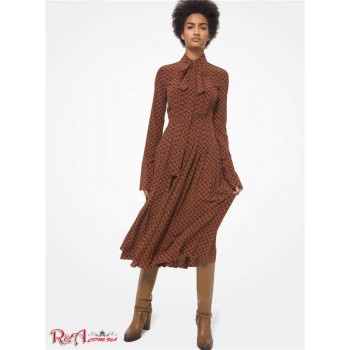 Женское Платье (Foulard Silk Crepe De Chine Tie-Neck Dress) 65259-05 cayenne