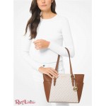 Женская Таут Сумка MICHAEL KORS (Charlotte Large Logo and Leather Top-Zip Tote Bag) 65339-05 Ванилевый