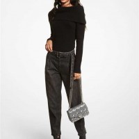 Женский Свитер (Wool Blend Off-The-Shoulder Sweater) 65009-05 Черный