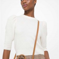 Жіночий Светр (Knit Puff Sleeve Cropped Sweater) 48519-05 Bone