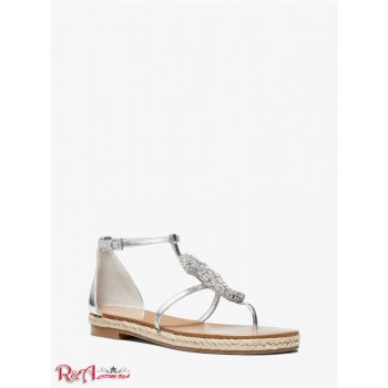 Женские Сандалии (Annabeth Seahorse-Embellished Metallic Leather Sandal) 49239-05 Серебро