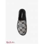 Жіночі Шльопанці MICHAEL KORS (Noa Embellished Logo Jacquard Slide) 65279-05 Перловий Сірий/Чорний